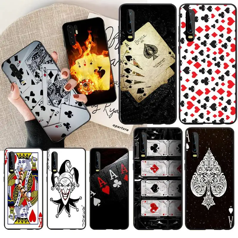 NBDRUICAI покер игральные карты игровой Чехол черный мягкий чехол для телефона Huawei P30