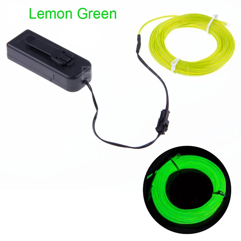 Lemon Green Гибкий водонепроницаемый неоновый светодиодный светильник EL Wire светящаяся лента ламповый светильник автомобильный светильник танцевальный светильник вечерние светодиодный светильник украшение с контроллером - Испускаемый цвет: Lemon Green
