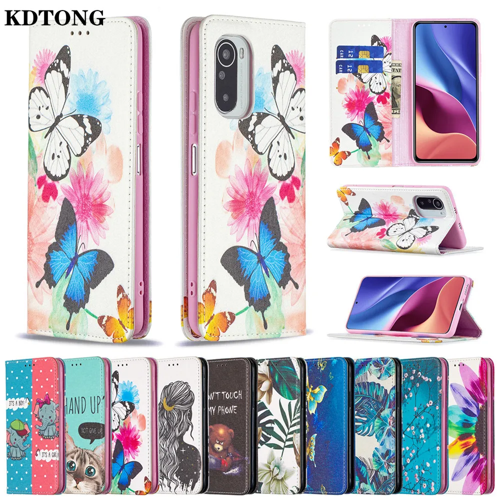 

Leather Phone Case for Xiaomi Poco F3 M3 X3 Mi 10T Lite Capa Painted Card Solt Wallet Magnetic Stand Multi Function Flip Cover