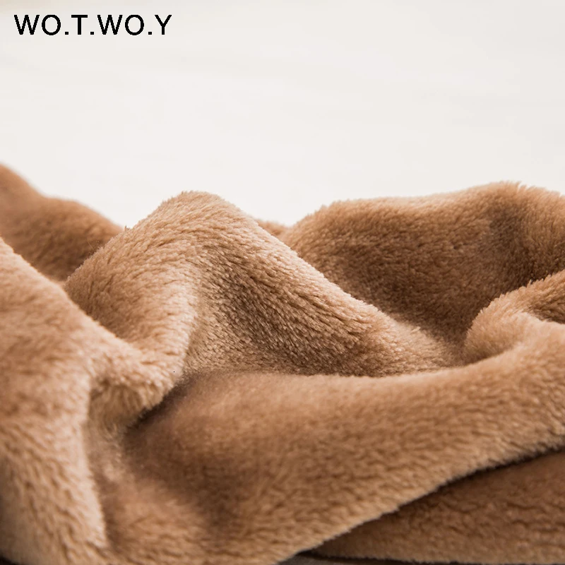 WOTWOY цветные зимние брюки-карандаш, женские свободные плотные теплые брюки с эластичной резинкой на талии, женские домашние белые красные бархатные Harajuku