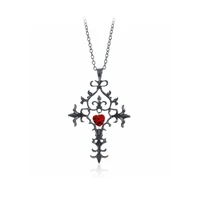 the diaries damon necklace cross red heart crystal pendant vintage baroque gothic punk hot movie jewelry men women choker