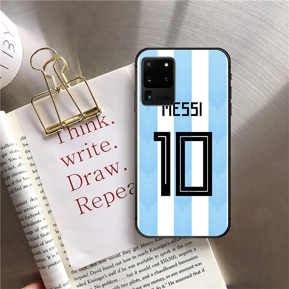 

Messi Football Soccer 10 Phone Case Cover For Samsung Galaxy Note S 7 8 9 10 10E 20 Plus Lite Uitra Black Cover Painting