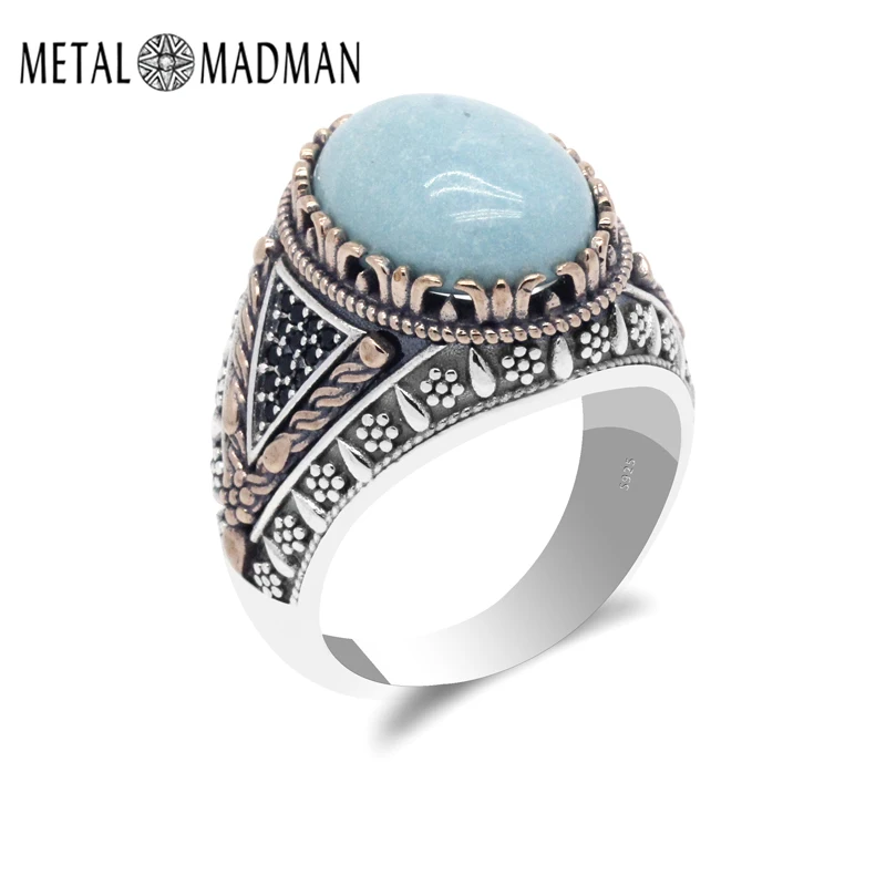 Vintage Turquoise Ring 925 Sterling Silver for Men Oval Natural Stone Retro Gorgeous Finger Male Women Turkey Jewelry | Украшения и
