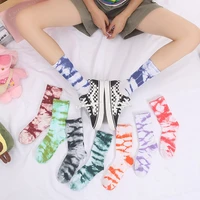 autumn and winter fashion tie dye socks korean style harajuku hip hop skateboard socks unisex holiday gift happy cotton socks