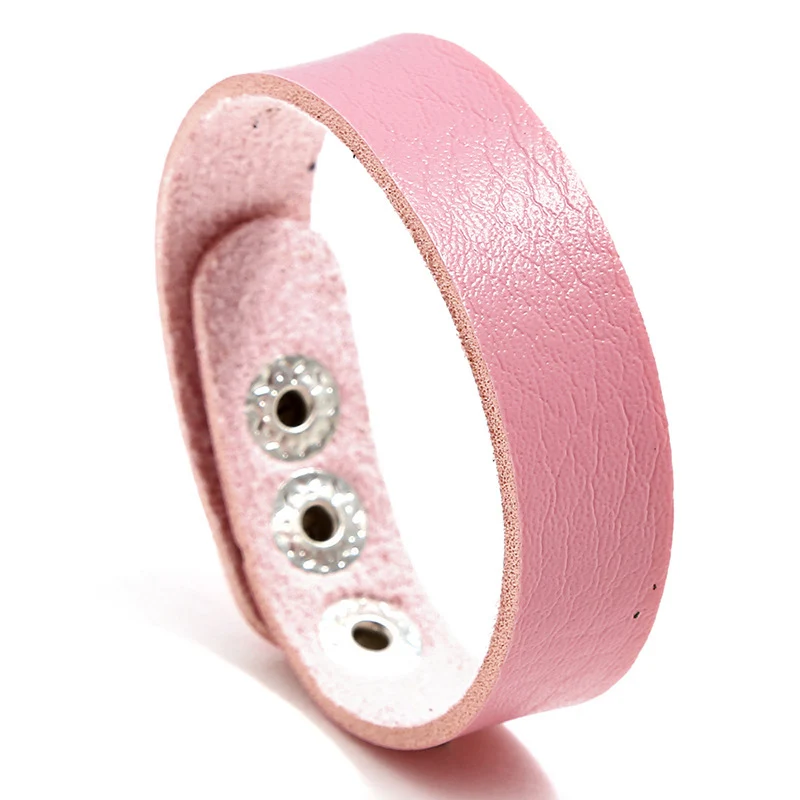 pink NIUYITID регулируемые кожаные браслеты для женщин и мужчин простые женские Bracalete Femme Charm Braclet 10 цветов Прямая - Окраска металла: pink