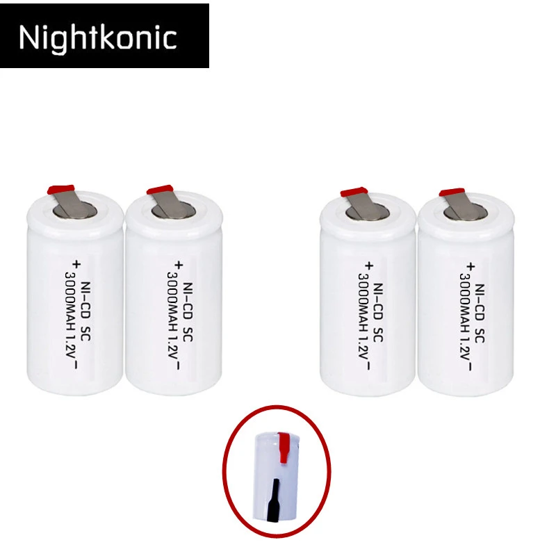 10 шт. SC батарея 3000 мАч аккумуляторная subc Замена 1.2В с вкладкой для makita NIGHTKONIC |