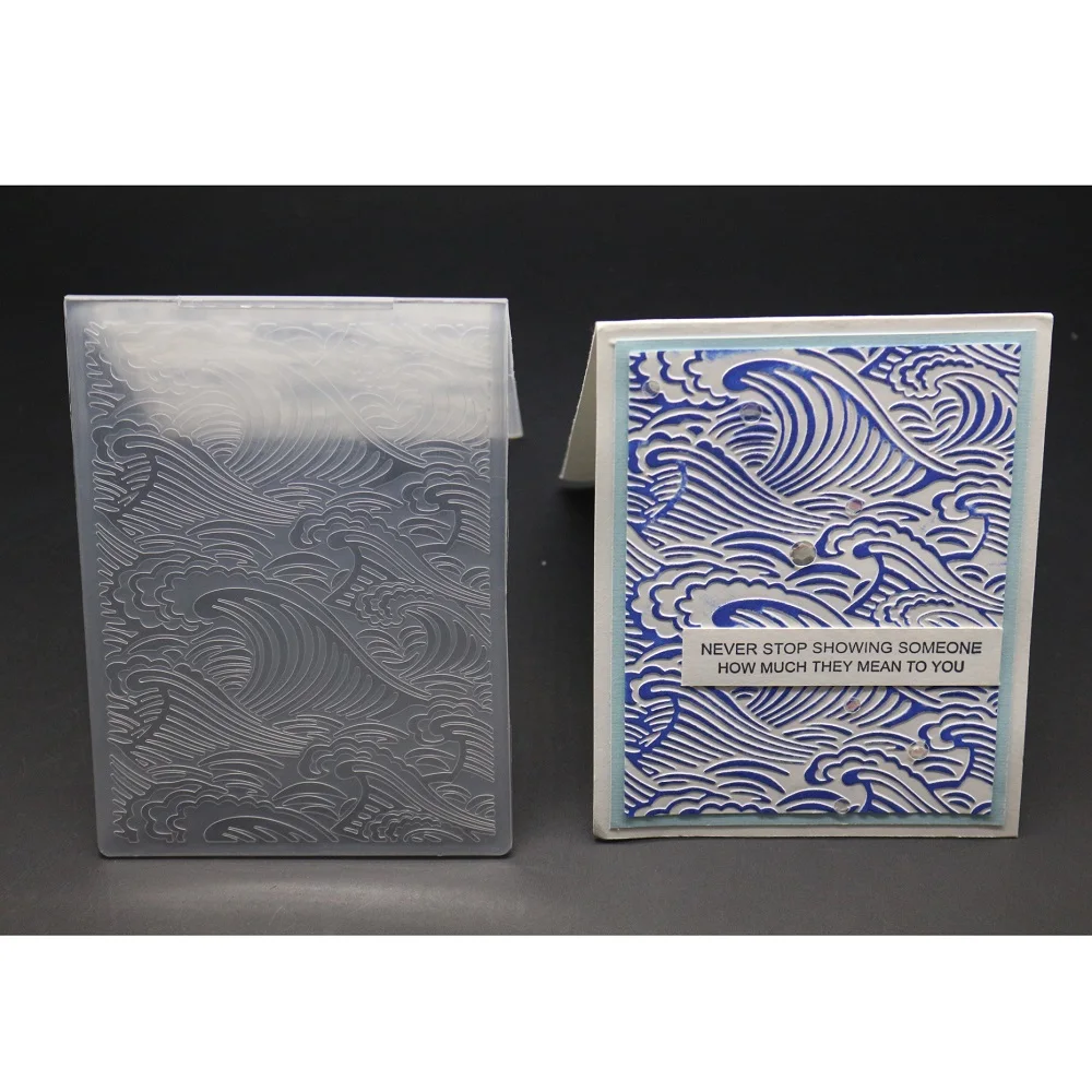 

DABOXIBO Sea Wave Ripple DIY Paper Cutting Dies Scrapbooking Plastic Embossing Folder Size 10.5*15cm