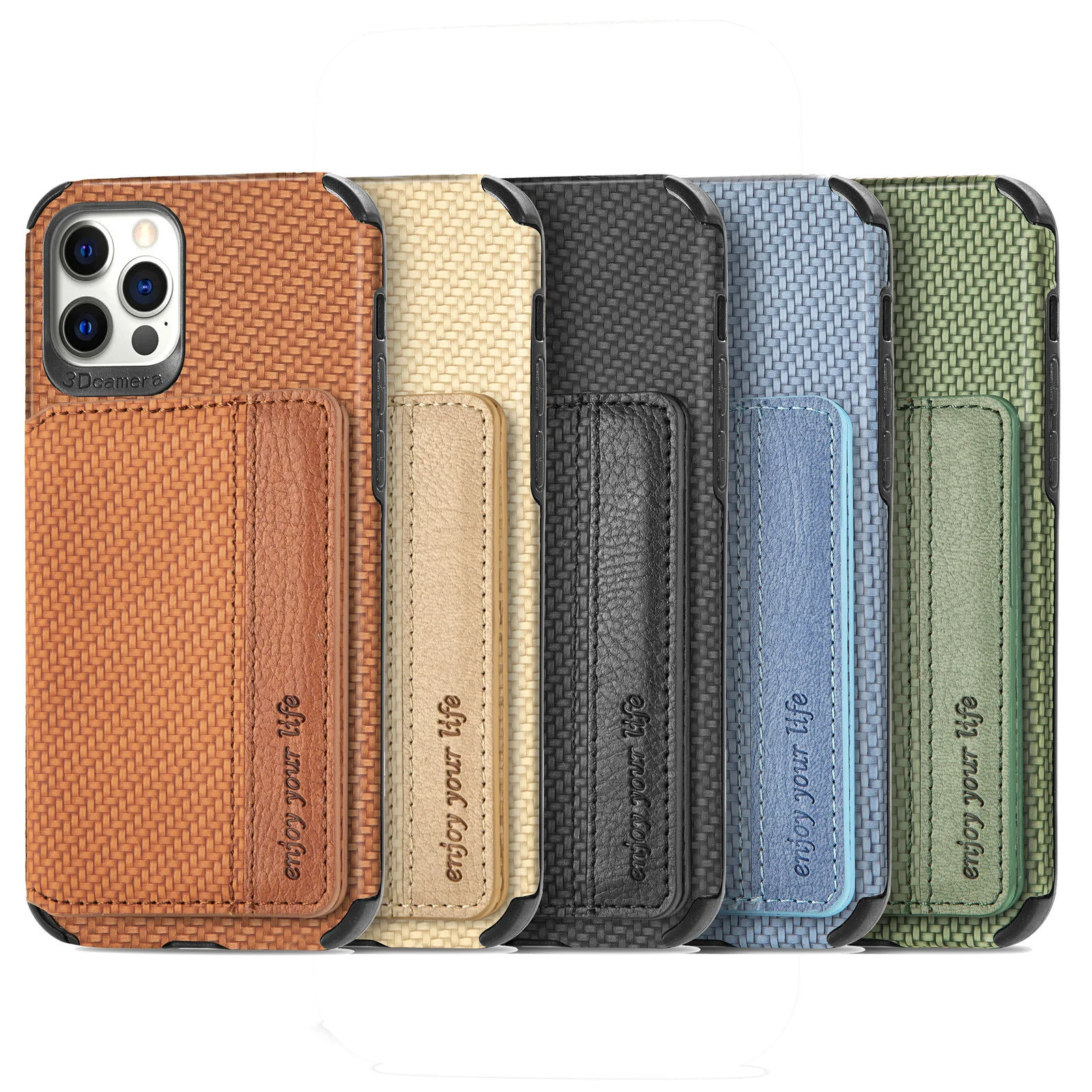 

Multifunctional support protective cover for woven pattern card on iPhone 13 mobile phone case Apple 12 mobile phone leather