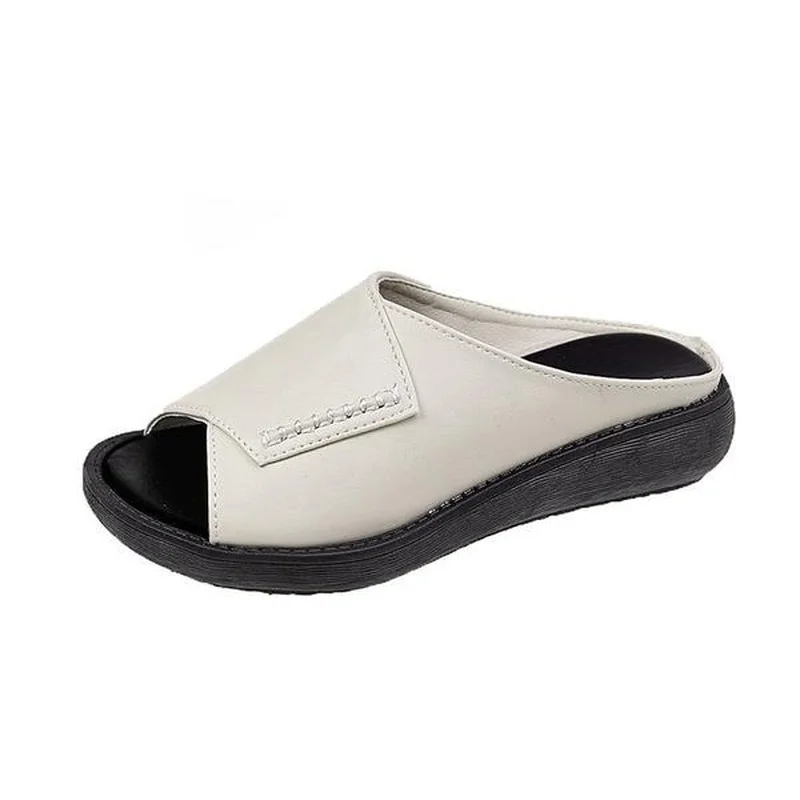 

2021 Summer New Fashion Women's Flip Flops Black Fish Mouth Women Slippers Solid Color Platform Comfortable Women's Shoes
