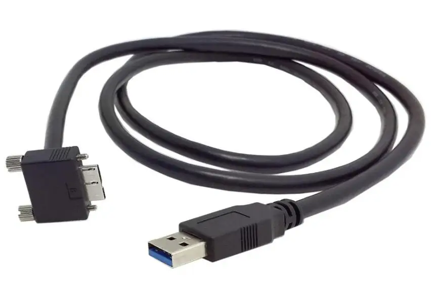 

90 градусов под прямым углом микро USB, винт Крепление объектива к USB 3,0 A Тип Дата-кабель 4ft 1,2 м