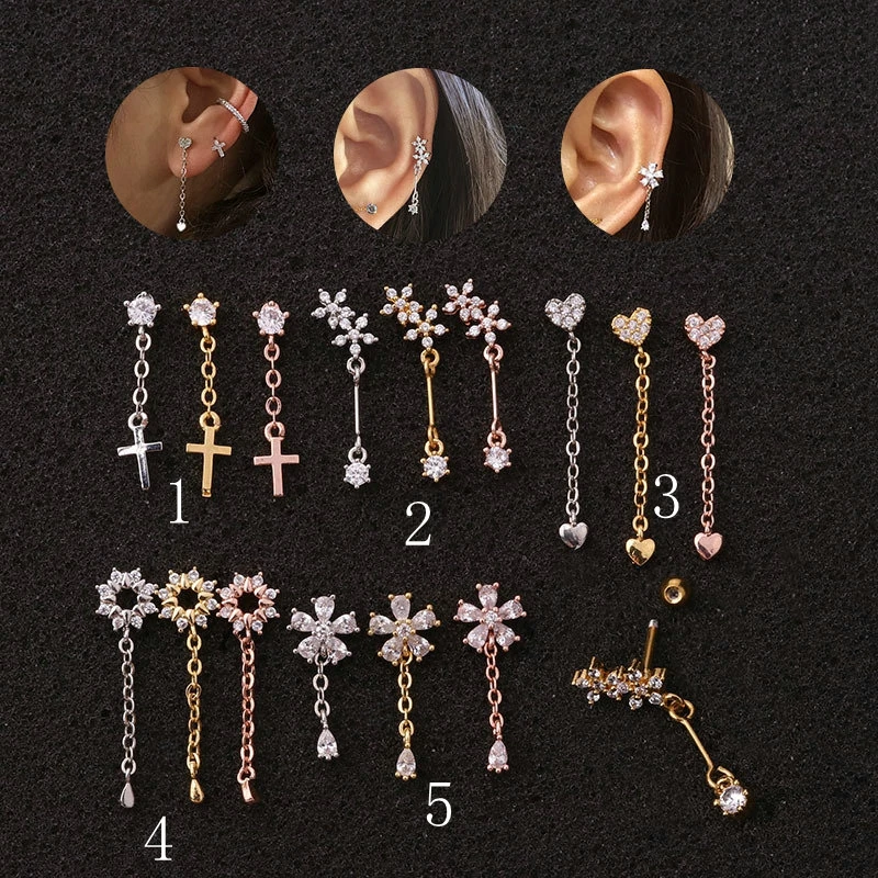 Розово-золотые серьги-кольца спиральный для хряща раковины козелка Лабрет