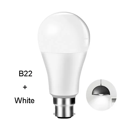 B22 white 15 Вт светодиодный Wifi лампочки с ампулой Intelligente E27 1800LM светодиодный умное домашнее освещение лампы Alexa/Google Home Assistant ISO/Android Поддержка - Испускаемый цвет: B22 white