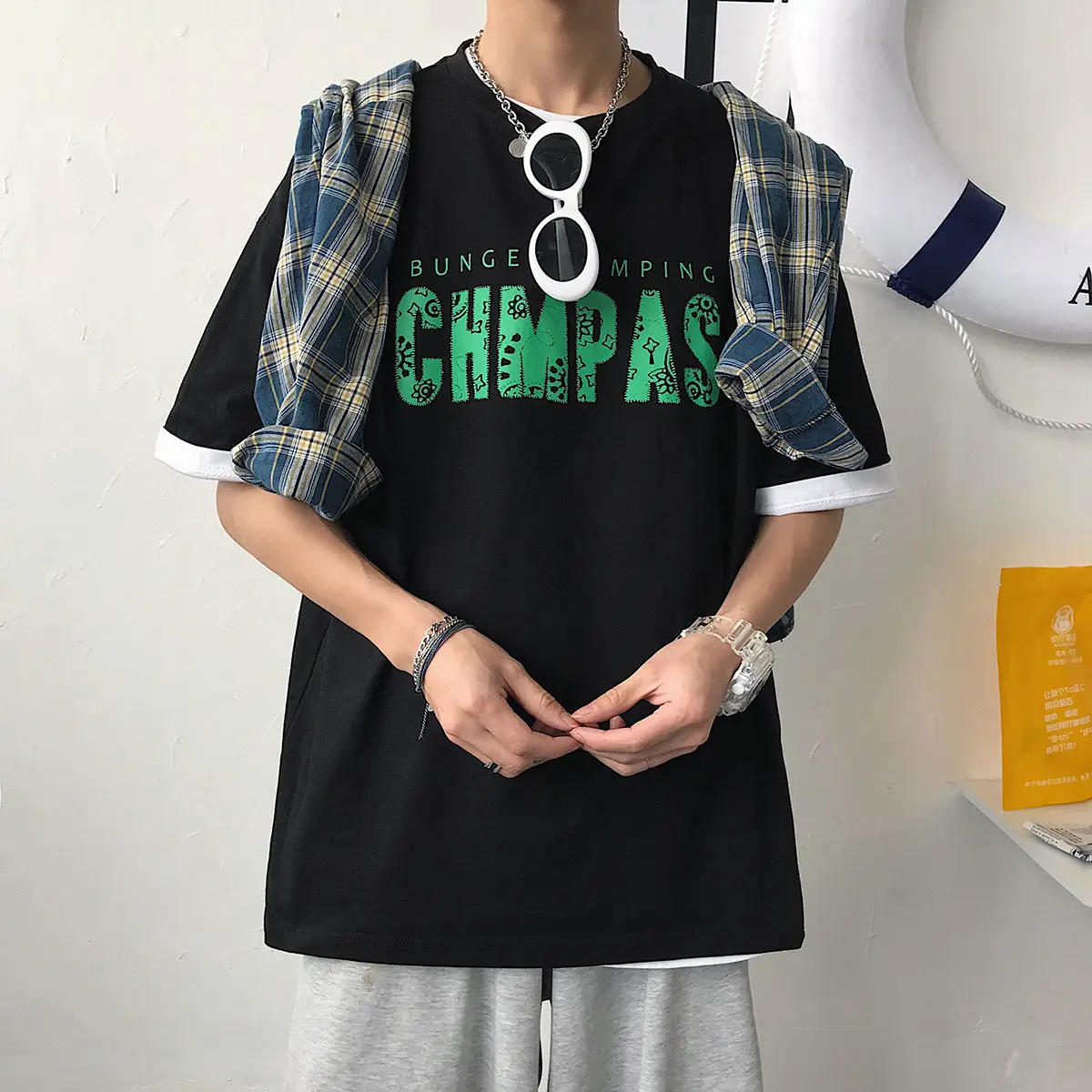 Футболка в стиле Харадзюку для мужчин смешная уличная одежда с принтом голубого