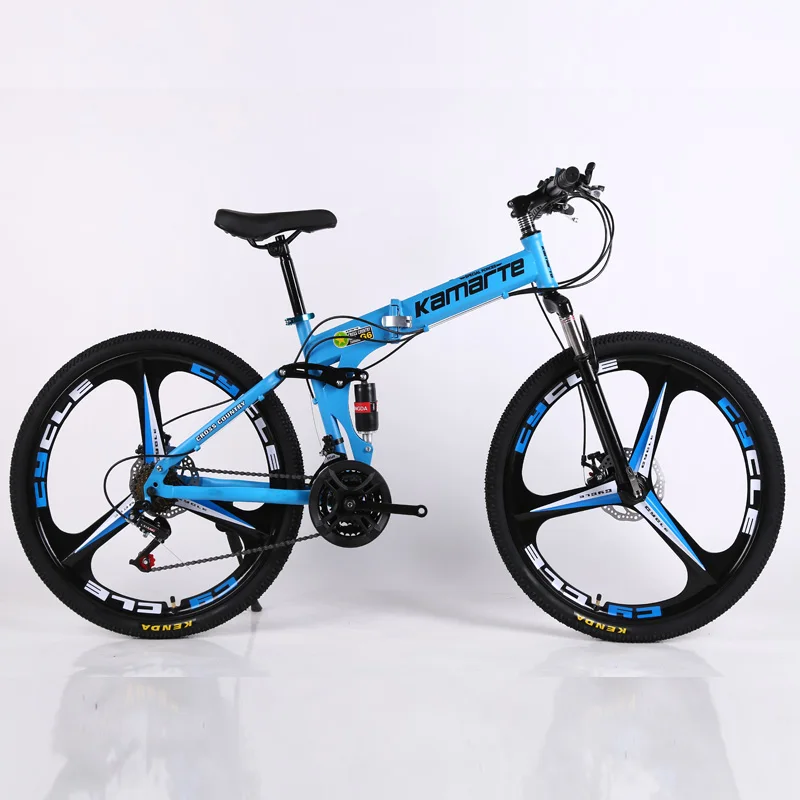 3knife blue 30 скоростей горный велосипед складной для взрослых Открытый MTB 24/26 дюймов нож колеса карбоновая стальная рама двойной дисковый тормоз студенческий велосипед - Цвет: 3knife blue