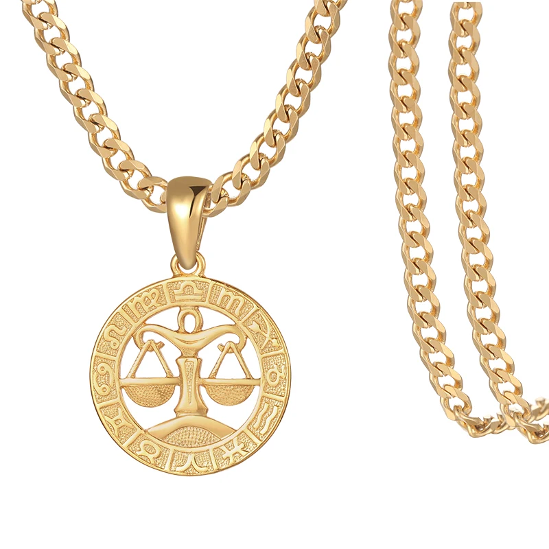 FJ 12 знаков зодиака желтое золото Созвездие скорпионов/Овен кулон 3 мм цепочка из