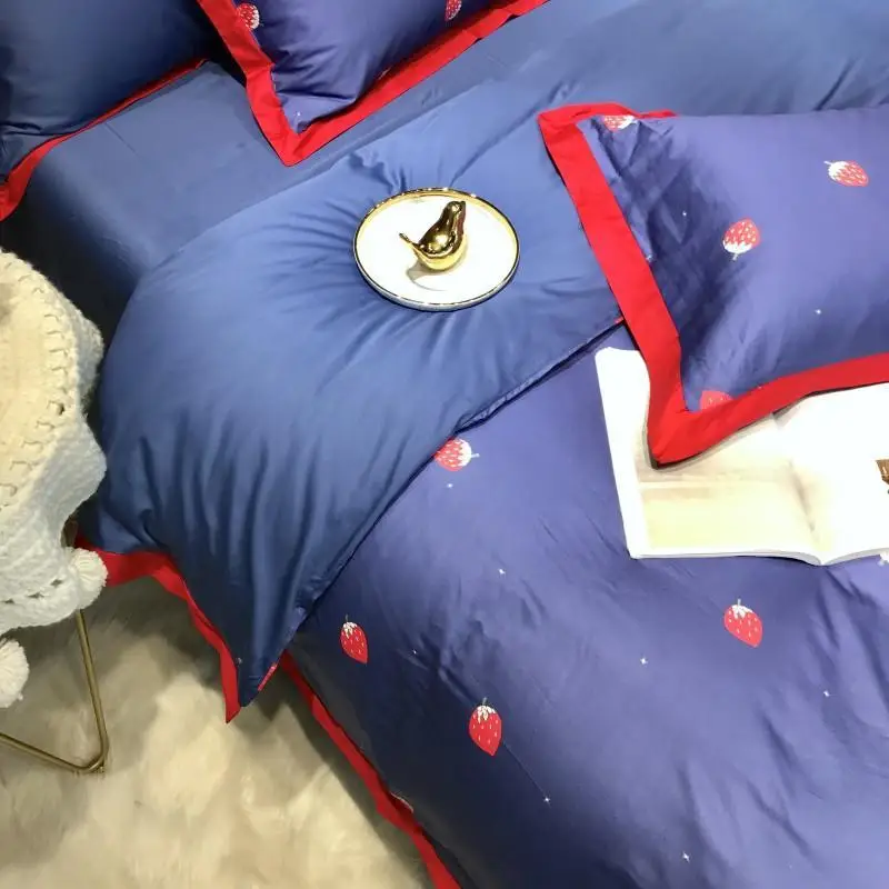 Постельное белье J 2020 синее в стиле принцессы Комплект постельного белья из