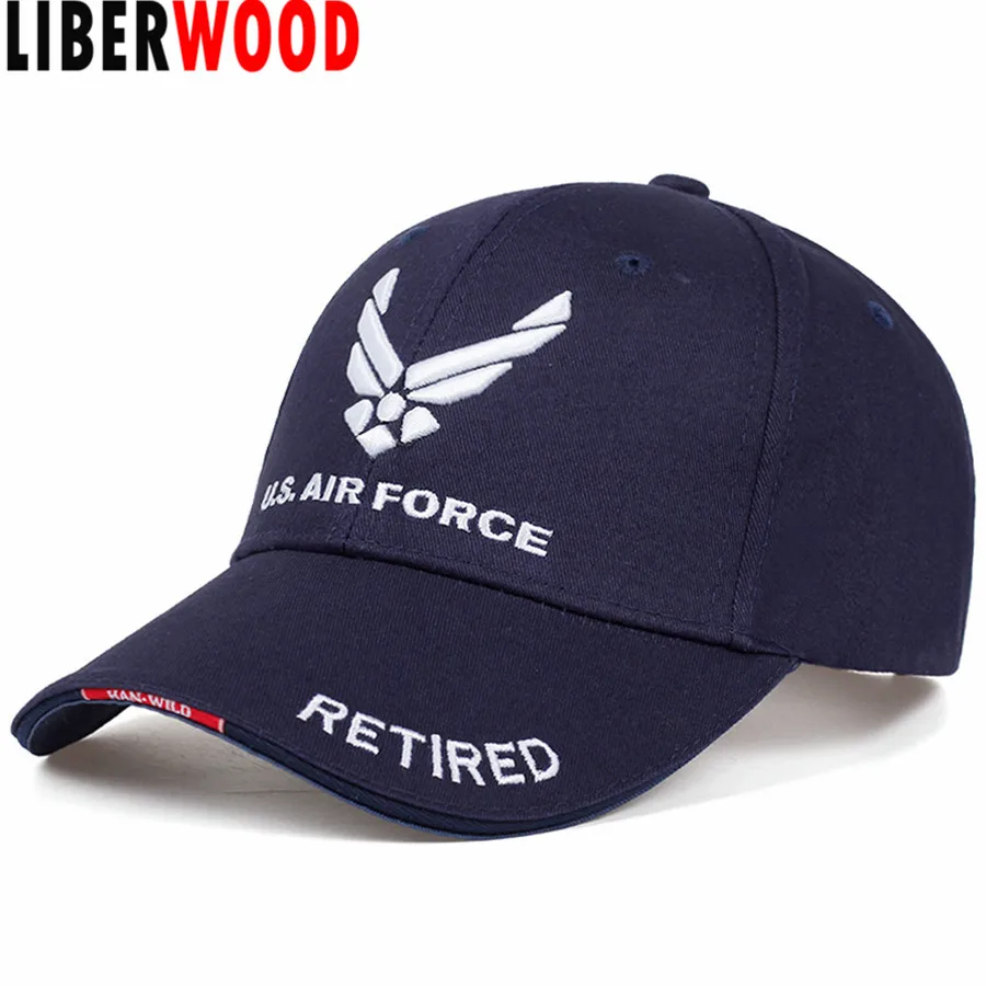 LIBERWOOD США военно-воздушные силы отставные крылья 3D вышитая шляпа мужские и