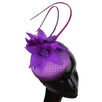 charming wedding feather flower headpiece headband nice satin fashion fascinator hat with elegant women wedding chapeau caps