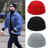 hip hop knitted hat with eaves fluorescent knitting mens round cap in autumn and winter womens warm boundless elastic cap