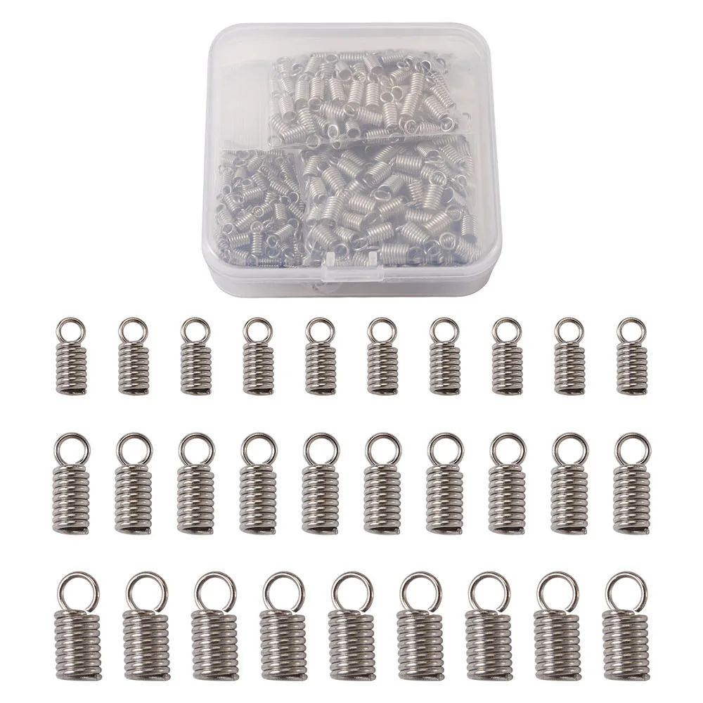 

300pcs/Box PandaHall 304 Stainless Steel Terminators Coil Cord Ends for DIY Making Bracelet Jewelry Connector Accessories