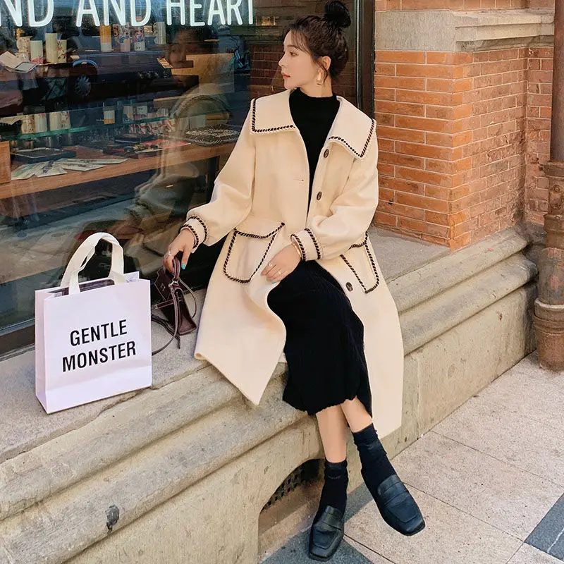 

NEW Korean Style Loose Oversized X-Long Women's Trench Coat Double-Breasted Belted Lady Cloak Windbreaker Spring Fall Outerwear