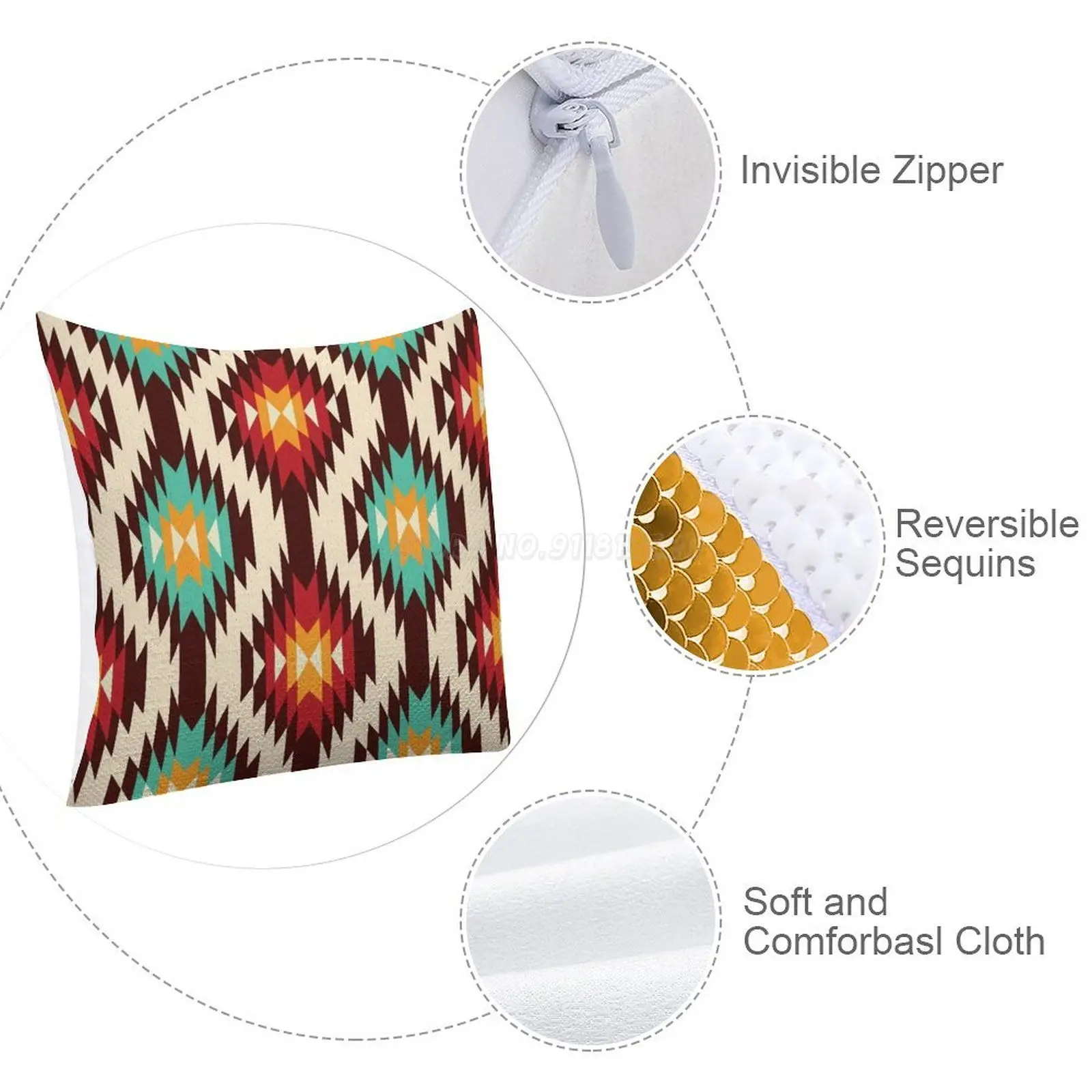 Наволочка с блестками № 7 узором в американском стиле волшебная наволочка для