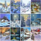 5d DIY Алмазная Картина Пейзаж зимние Алмазная вышивка снег камни в форме ромба Стразы мозаика Вышивка крестом украшение