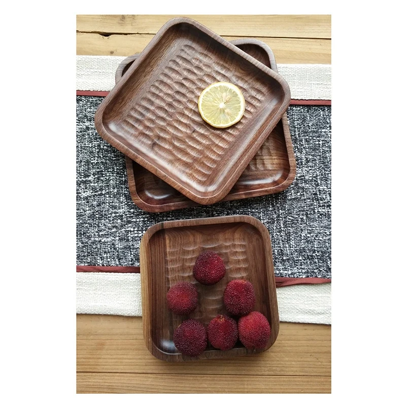 3 шт. японский черный деревянный поднос из грецкого ореха обеденная тарелка диск