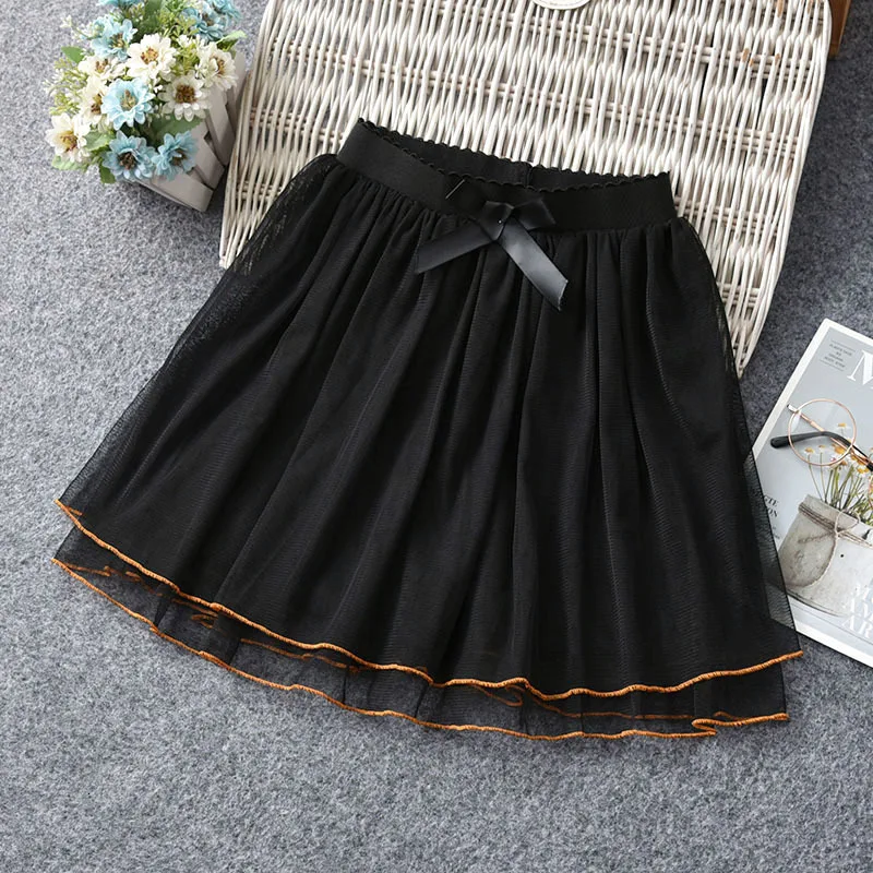 Детские вечерние юбки с бантом для девочек черные серые фиолетовые синие на