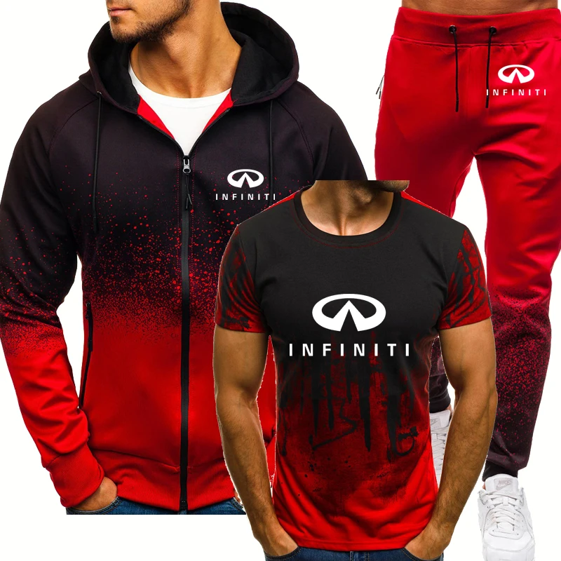 

Men's hoodie Infiniti Car Logo Printing Spring Autumn Gradient Casual High Quality Cotton Men's sweatshirt+sweatpants 3-piece se