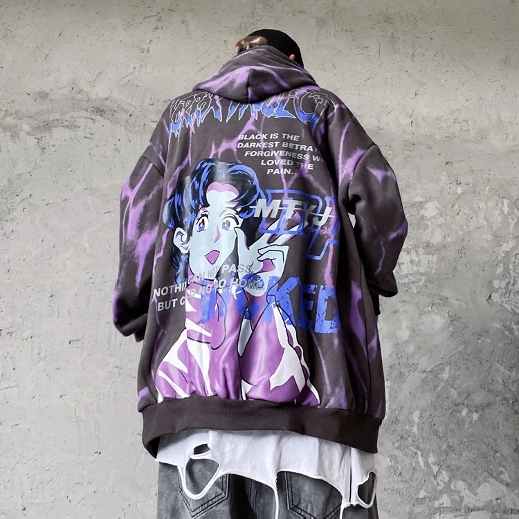 

Hip Hop Hoodie Mens Anime Game Girl Print Harajuku Hoodie Sweatshirt Tie Dye Streetwear Winter Fleece Cotton Pullover Tops Mens