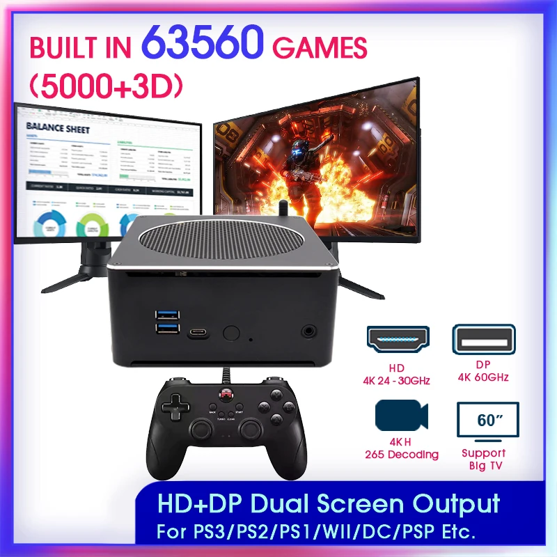 Супер Консоль X Мини ПК со встроенными 63000 + Ретро играми Win 10 для PS3/PS2/PS1/WII/DC/PSP