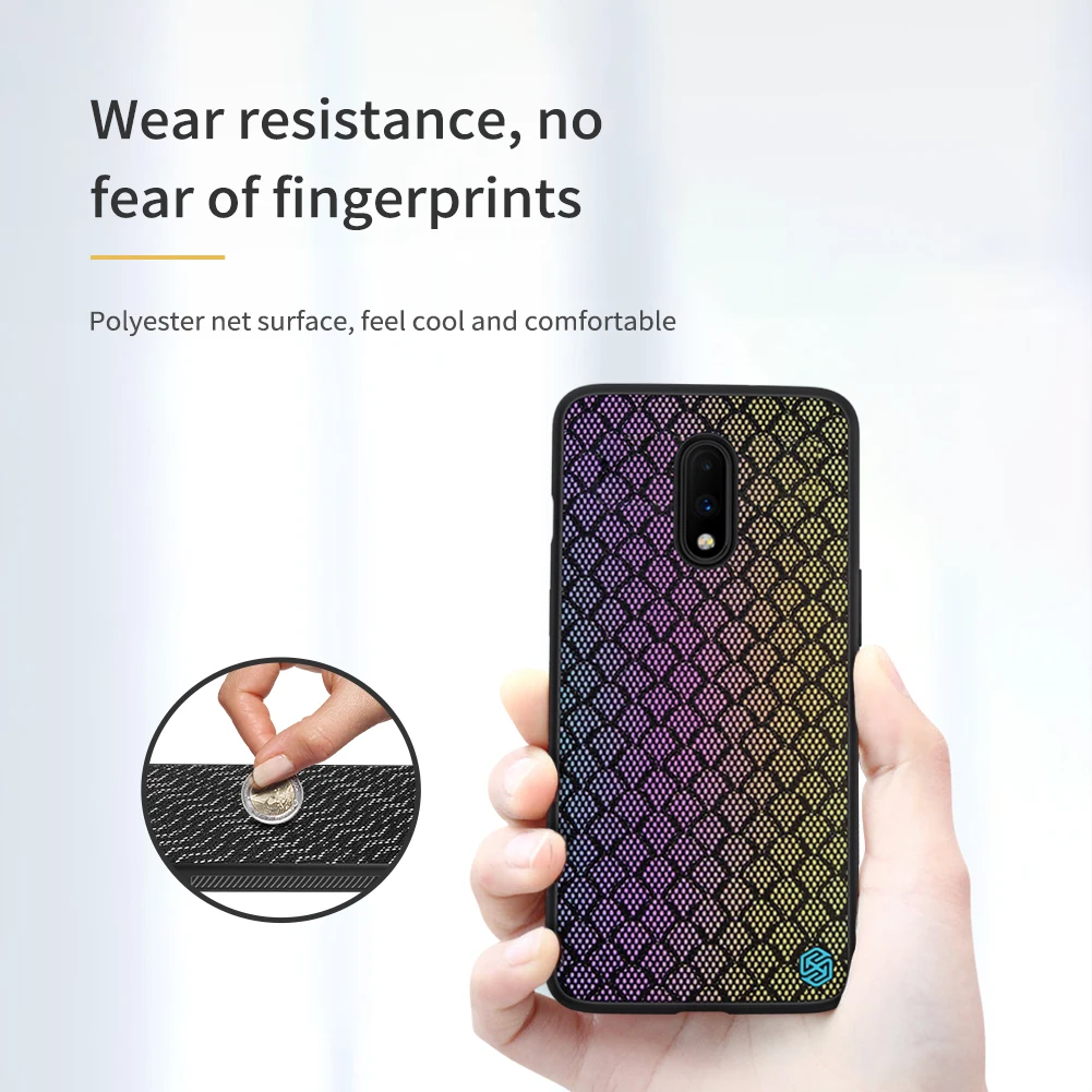Для Oneplus7 Oneplus 7 pro One plus 7pro чехол мерцающие Чехлы Nillkin Твердый ПК и мягкий ТПУ градиент полиэфирные Светоотражающие задняя крышка