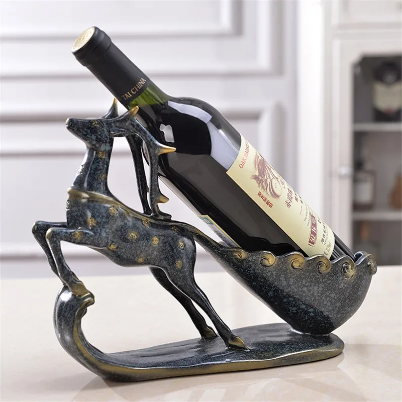

[HHT] Modern European Sika Deer Wine Rack Home Decoration Accessories Living Room Wine Cabinet Decorations Crafts Gifts
