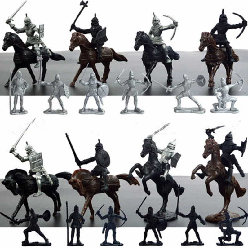 

28x Knights Warriors Horses Cavalry Model Medieval Culture Kids Toy Display