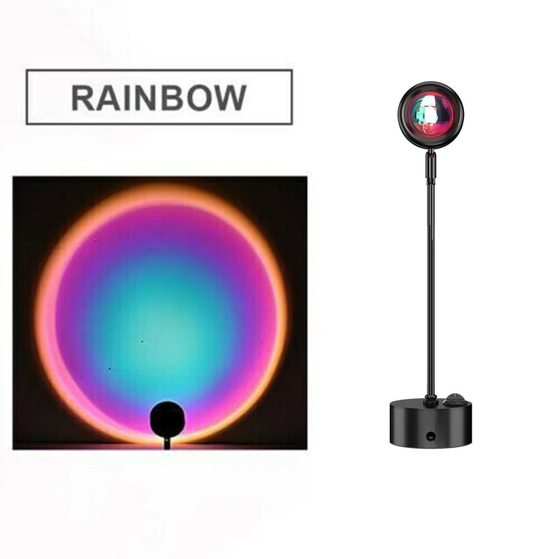 

HOT!!!Sunset Lamp Projector Rainbow Floor Led Night Light Household Photograph Background Wall Decoration Sunset Projection Lamp
