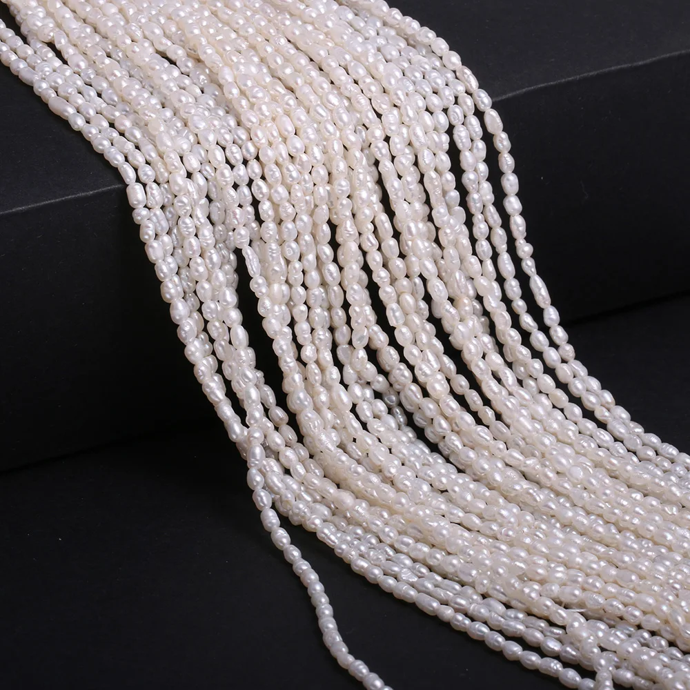 

Natural Freshwater Pearls Beads Rice Shape Loose Spacer Beads for Jewelry Making DIY Necklace Bracelet Accessory Size 2-2.5mm