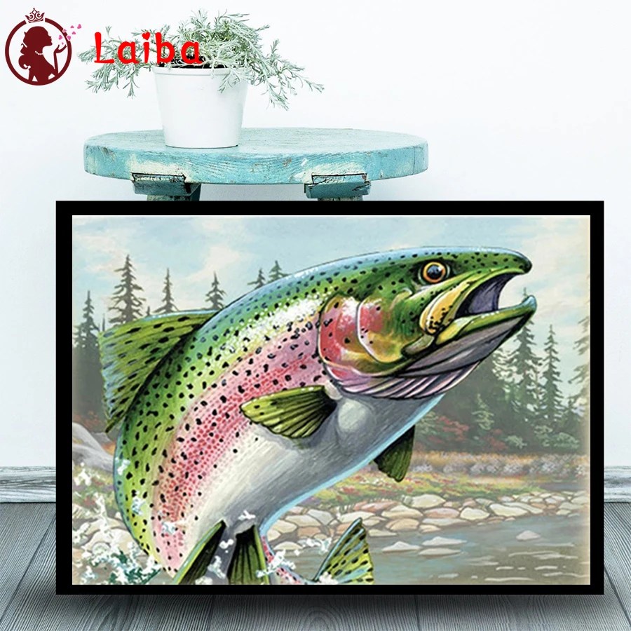 

New arrival Diy diamond painting Cyan fish picture rhinestones embroidery diamond mosaic sticker 5d cross stitch home decor