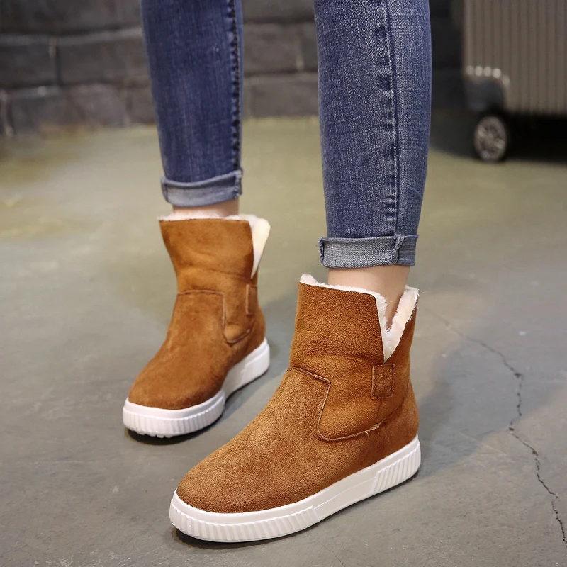 Обувь на плоской подошве зимние женские теплые ботинки повседневные из