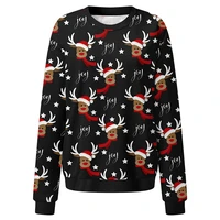 unisex christmas sweatshirts casual patterns reindeer pocket pullover jumpers graphic tee shirts loose fashion plus size long sl