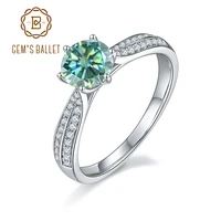 gems ballet new 100 925 sterling silver finger ring for women fine wedding jewelry green moissanite 1ct accessories engagement