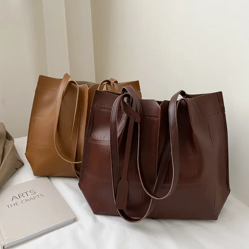 

Женская вместительная сумка через плечо, Новая Модная Портативная Сумка-тоут, повседневная сумка-тоут, сумка через плечо в стиле ретро