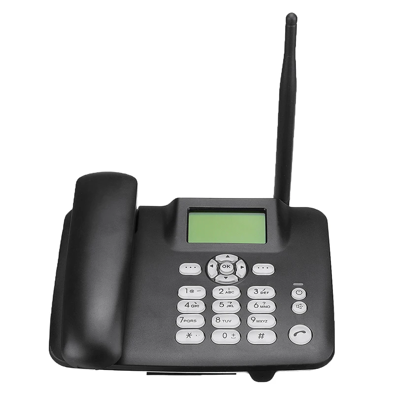 Черный стационарный беспроводной телефон 4G GSM Настольный телефон SIM карта SMS Функция Настольный телефон машина