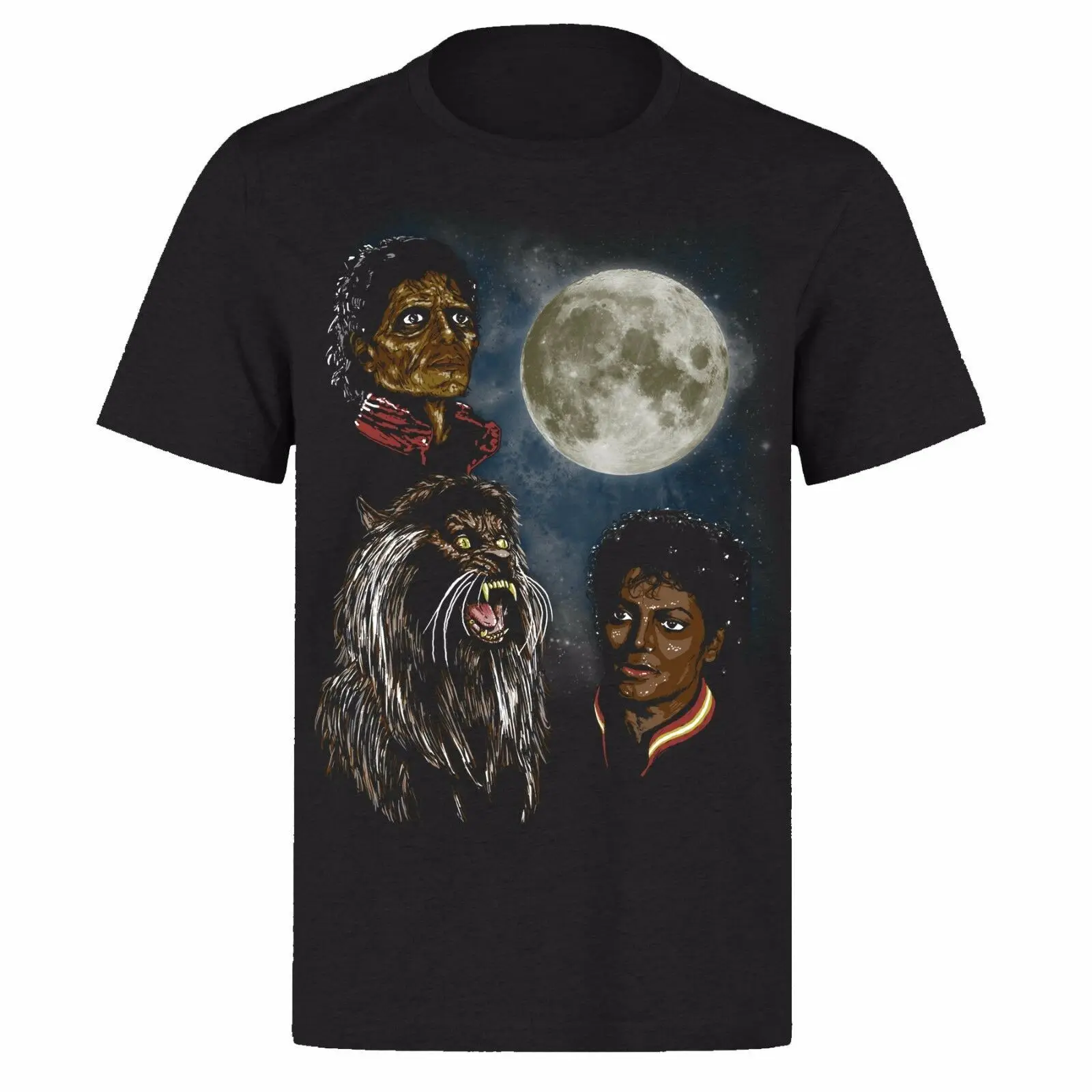 Майкл Джексон триллер оборотень полная луна унисекс черная футболка PH51|Мужские