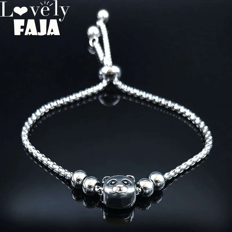 2021 модные браслеты из нержавеющей стали с изображением медведя женские