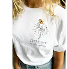 Повседневная стильная футболка из 100% хлопка с карманом для сострадания это решение, Винтажная футболка с графическим рисунком сострадания, рубашка с цветочным принтом для гранж