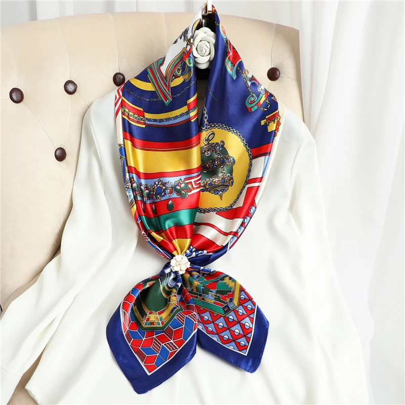

Silk Shawl Square Scarf Women Luxury Headband On The Head Wraps Neckerchief Female Satin Hijab Hair Bands Fashion Ladies Bandana