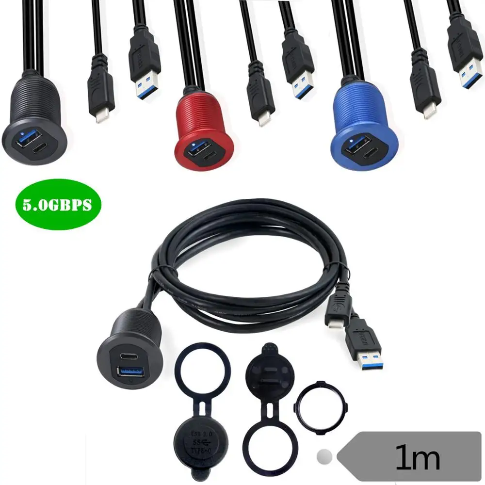 Светодиодный светильник Type C 2 0 и USB 3 с разъемом типа Папа мама AUX автомобильный