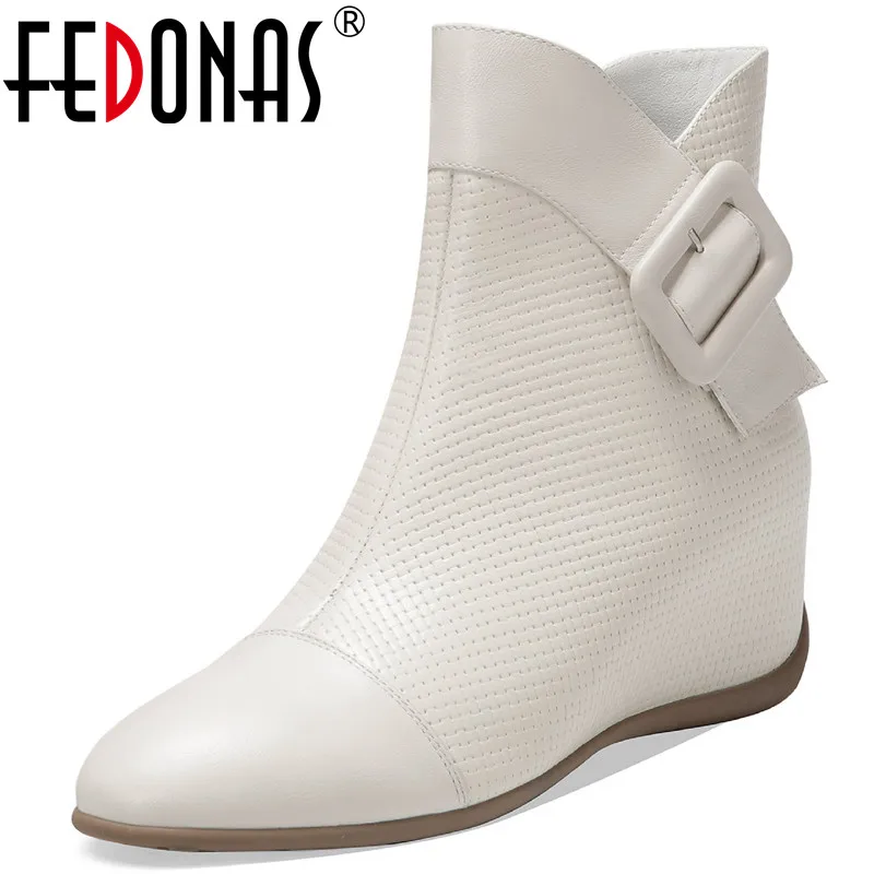 

Женские вечерние ботильоны FEDONAS, увеличивающие рост ботильоны из натуральной кожи с пуговицами на молнии