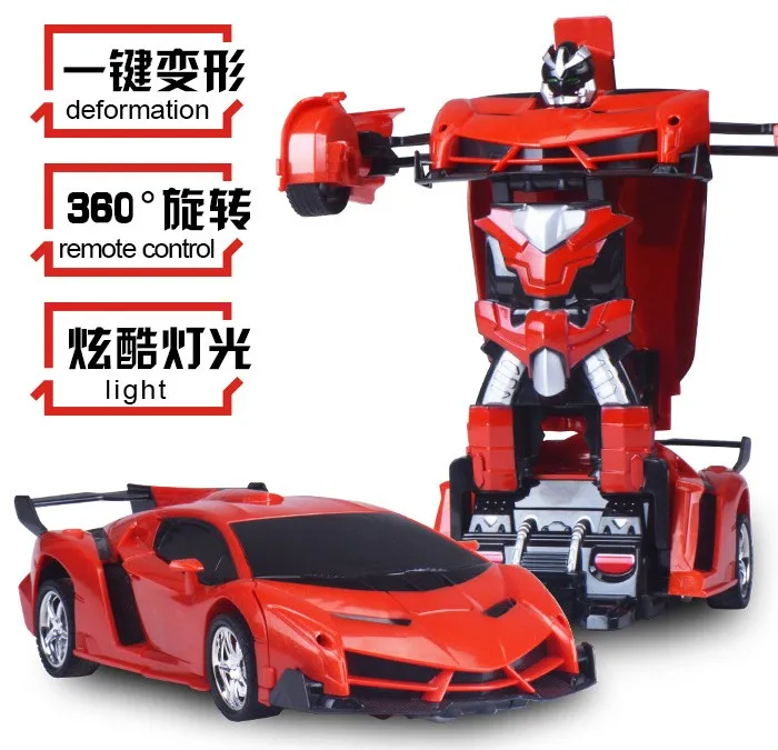 Remote Control Deformation Vehicle RC Model Racing Car One Key to Change Transformer Lamborghini Bugatti Toys for Children Boys - Цвет: Lamborghini-Red